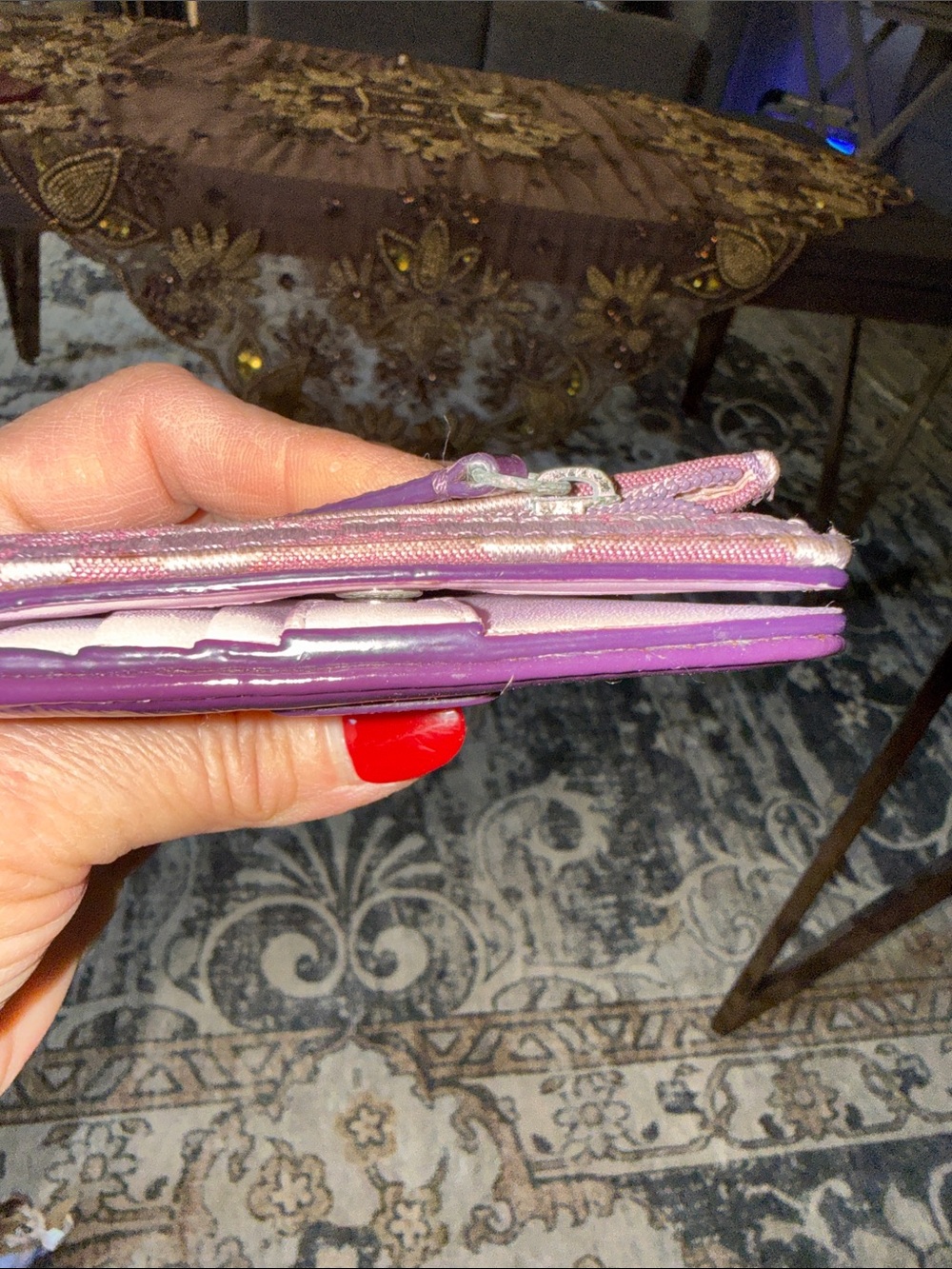 Coach 1941 Purple Signature Bifold Wallet with Patent Trim - Picture 4 of 12